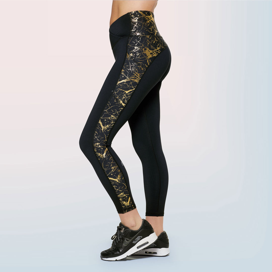 Exclusive Capsule: Gold Marble Embrace Crossover Maternity Leggings – After9